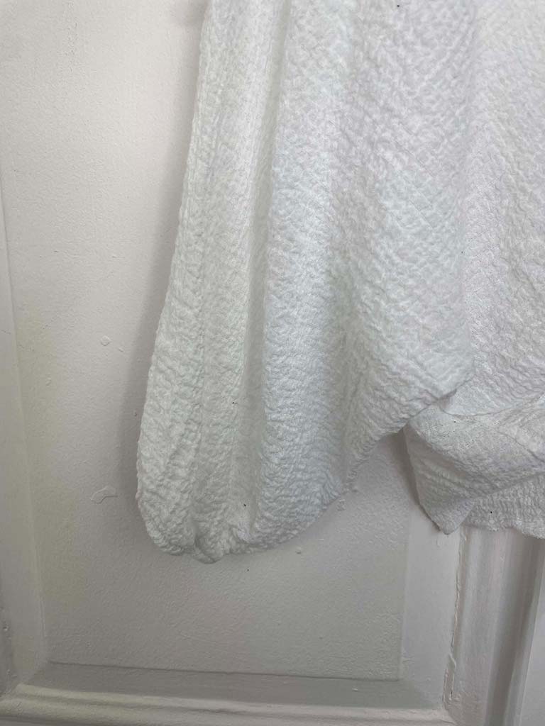 Waffle Tie Shrug - White