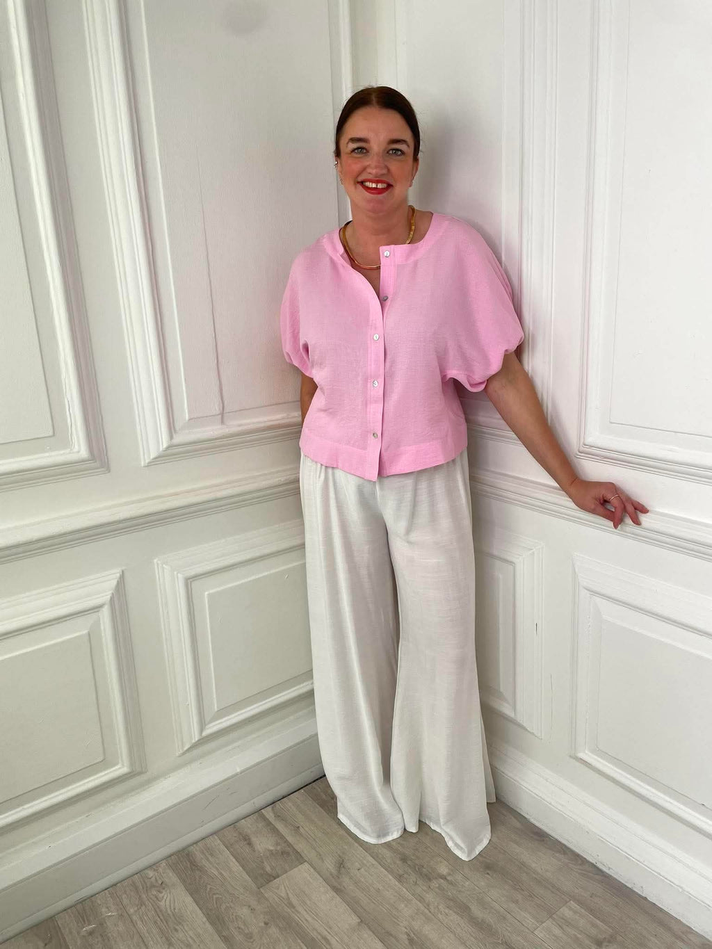 Button Up Boxy Shirt - Sugar Pink