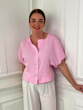 Button Up Boxy Shirt - Sugar Pink
