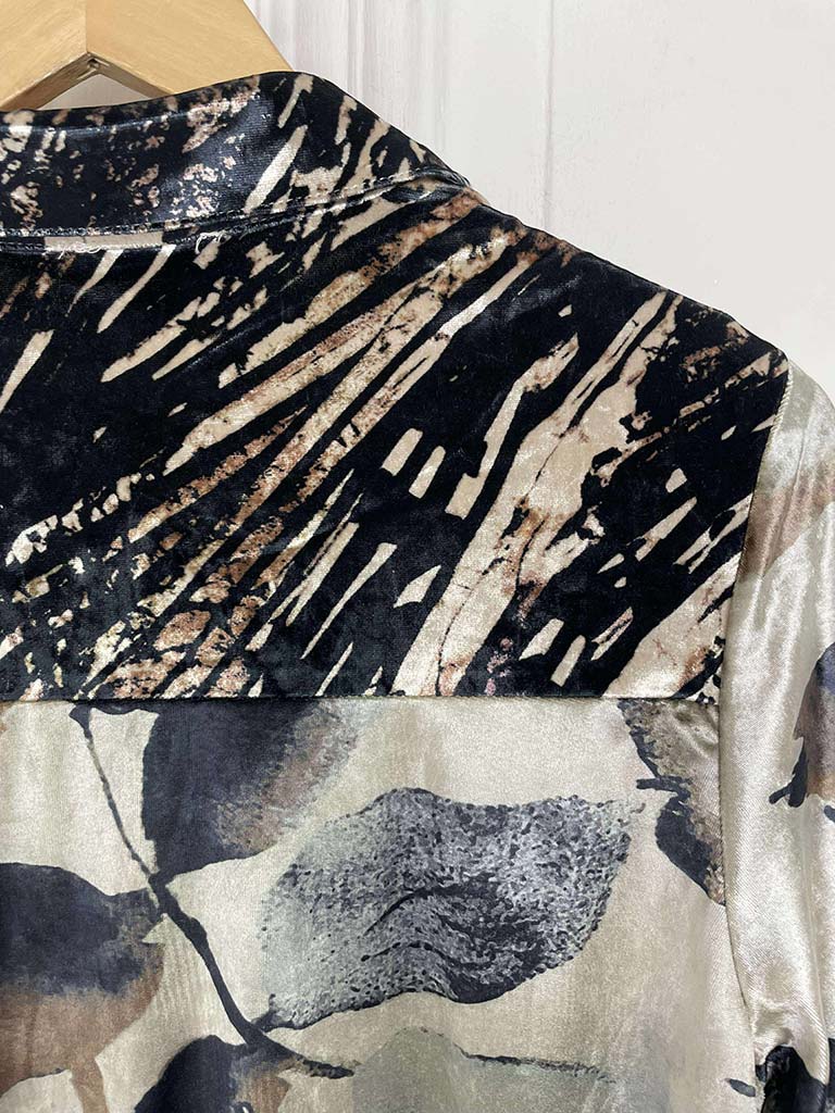 Floral & Animal Print Velvet Shirt