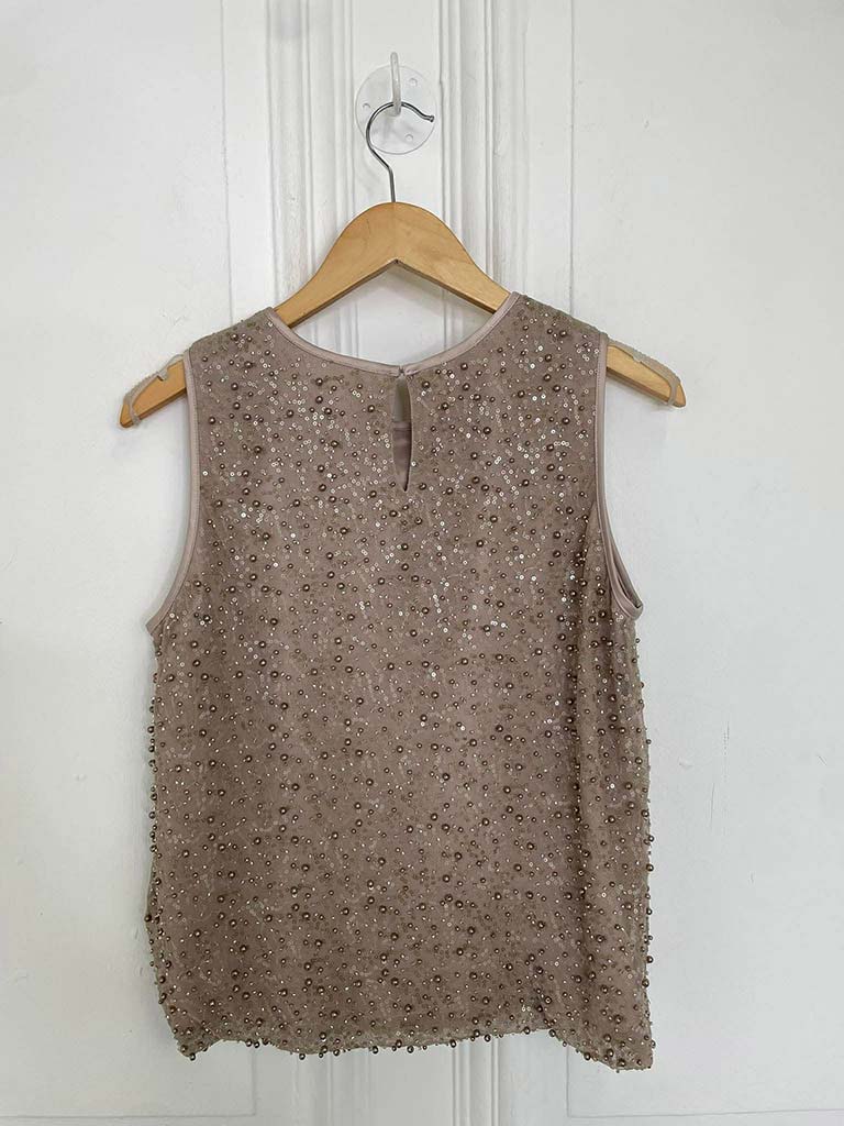Malissa J Sequin Beaded Top - Coffee