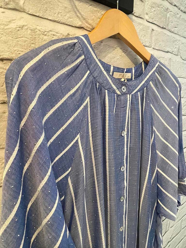 Studded Stripe Tunic - Denim