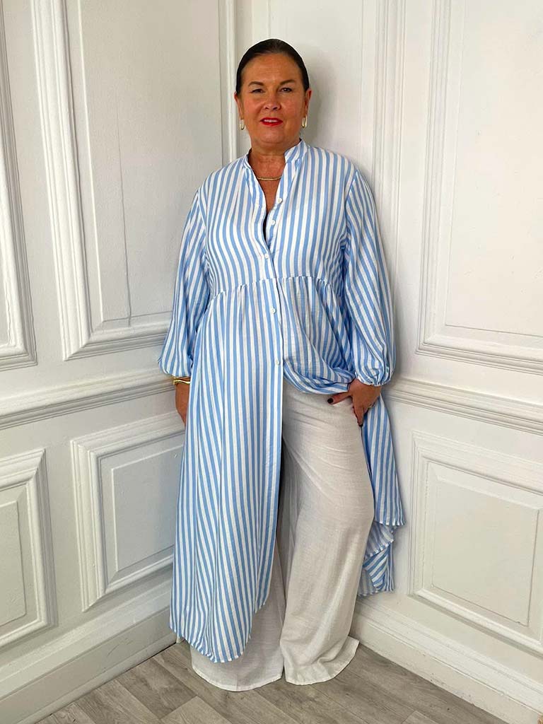 Striped Maxi Dress - Sky Blue