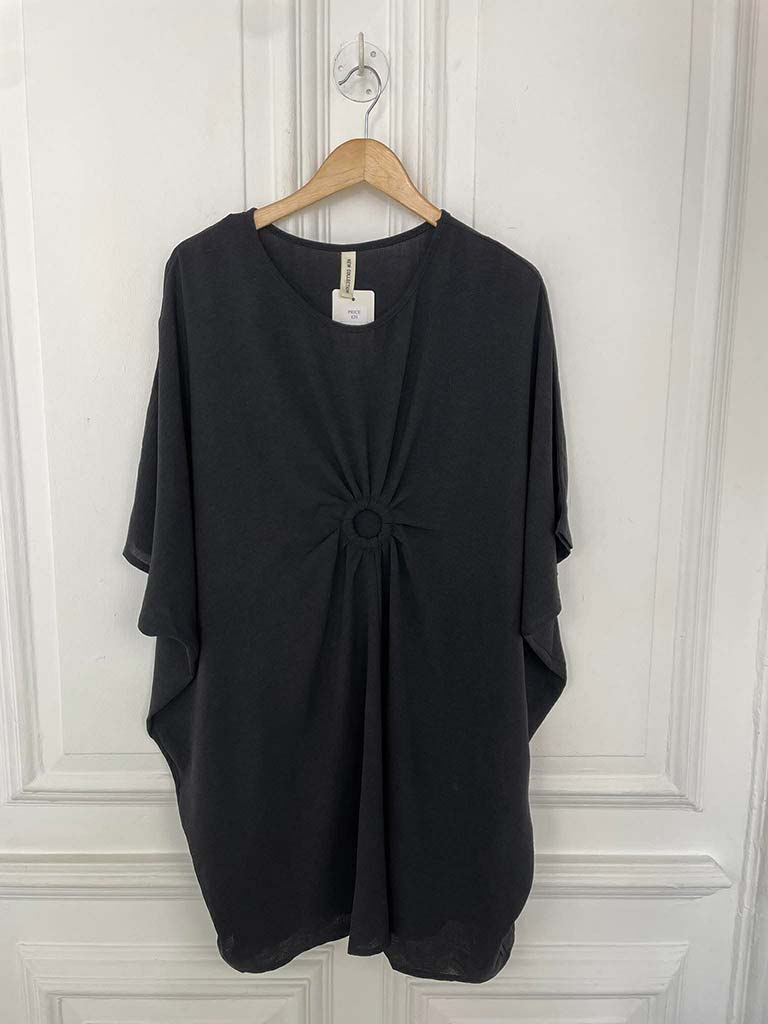 Circle Ruched Centre Tunic - Black