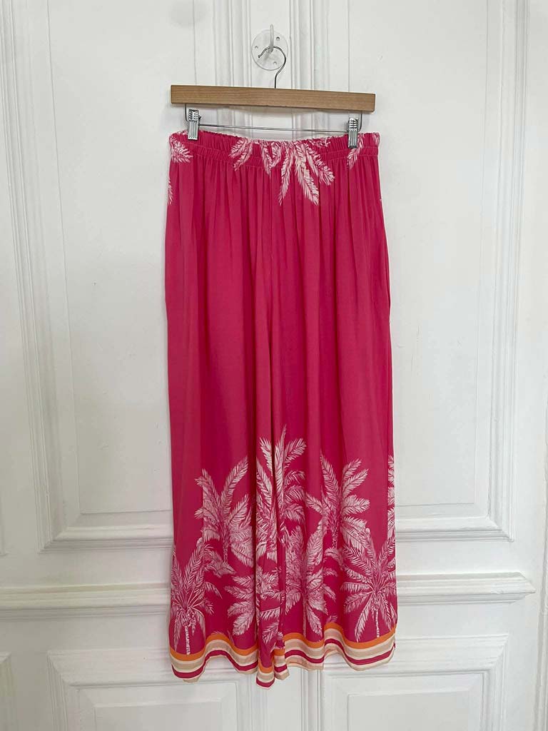 Palm Print Palazzos - Pink