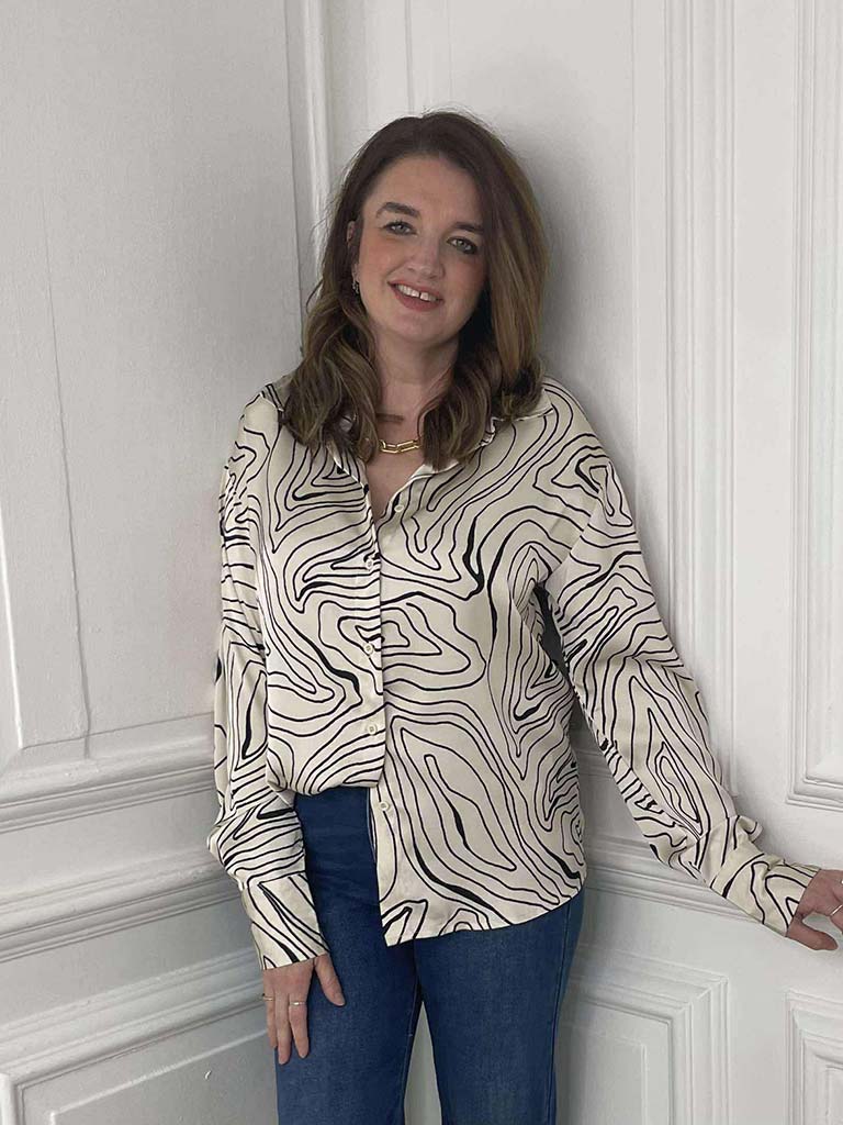 Swirl Silk Feel Shirt - Ivory