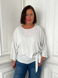 Tie Front Relaxed Top - White
