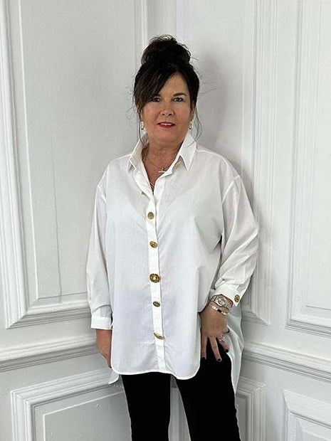 Malissa J Statement Button Shirt - White