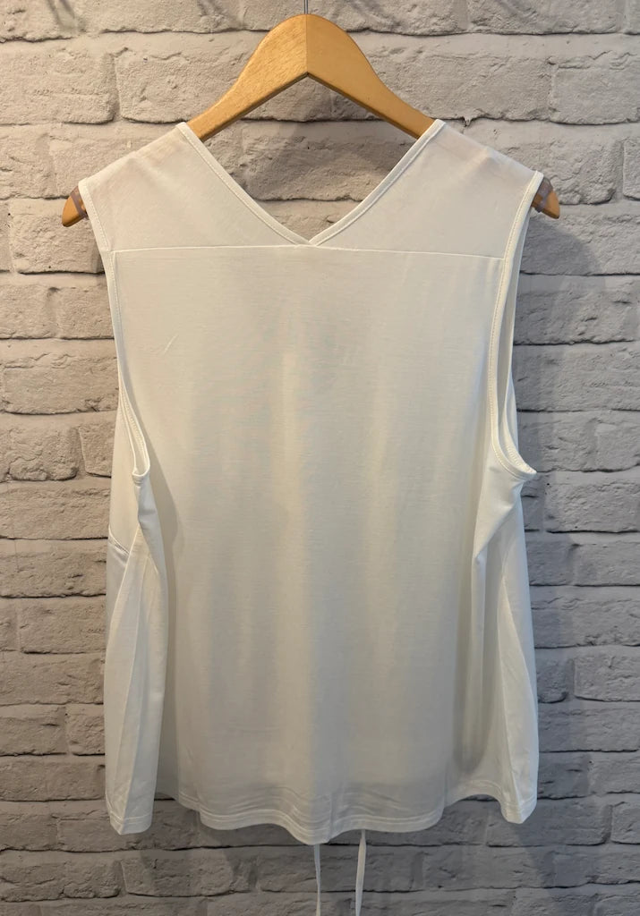 Malissa J Silk Feel Drawstring Vest - Warm White
