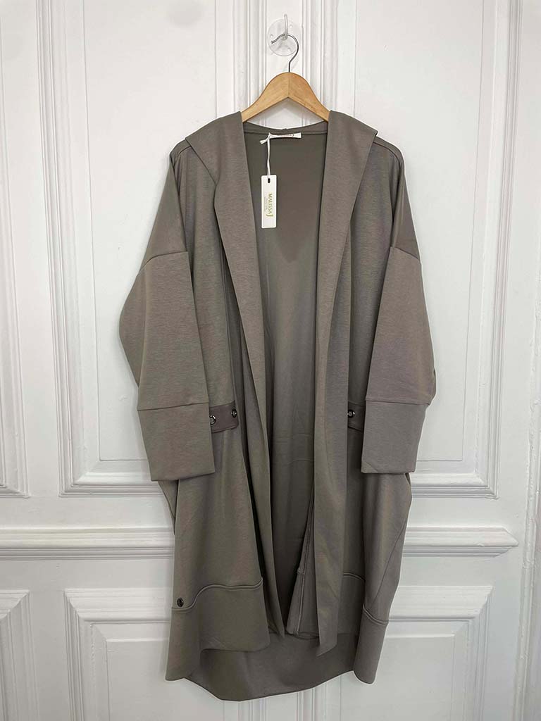 Malissa J Jersey Eyelet Hooded Jacket - Mushroom