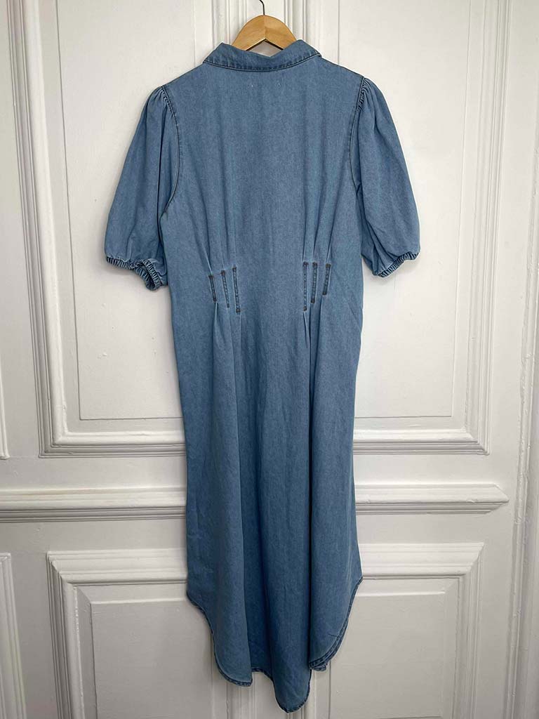 Denim Pin Tuck Waist Dress