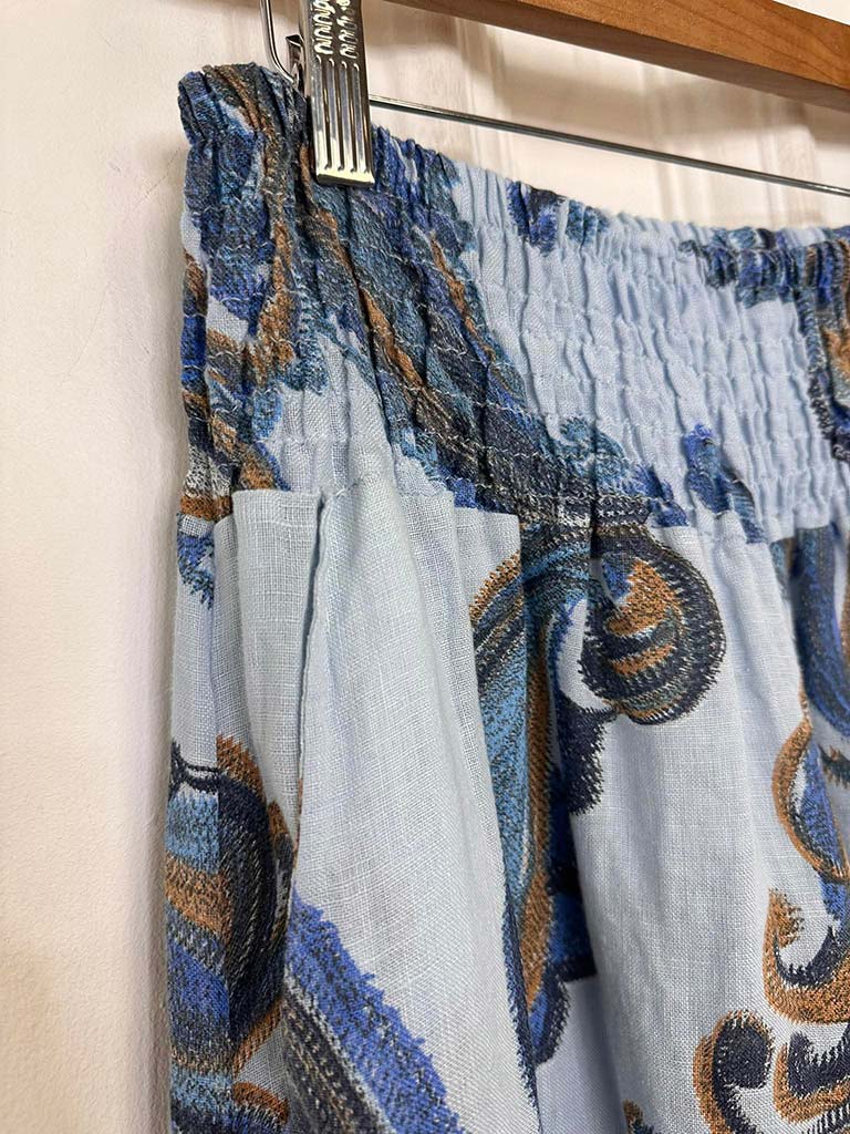 Linen Paisley Wide Leg Palazzos