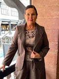 Pinstripe Blazer - Truffle