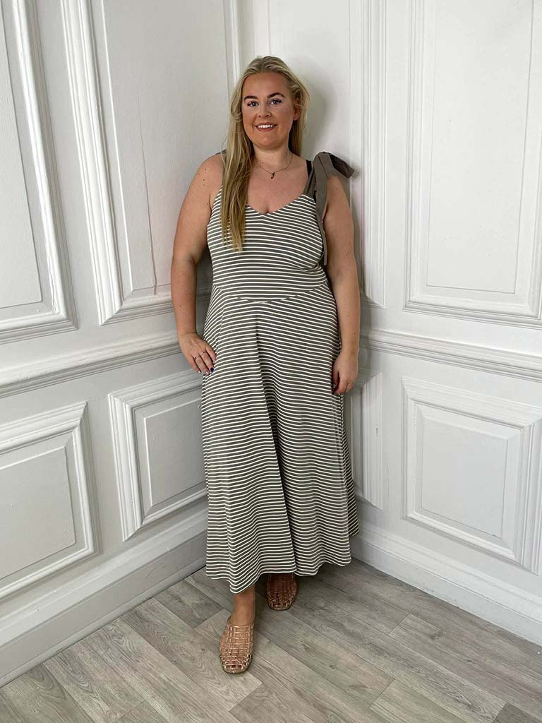 Tie Strap Stripe Dress - Mocha