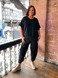 Cotton Cocoon Trousers - Black