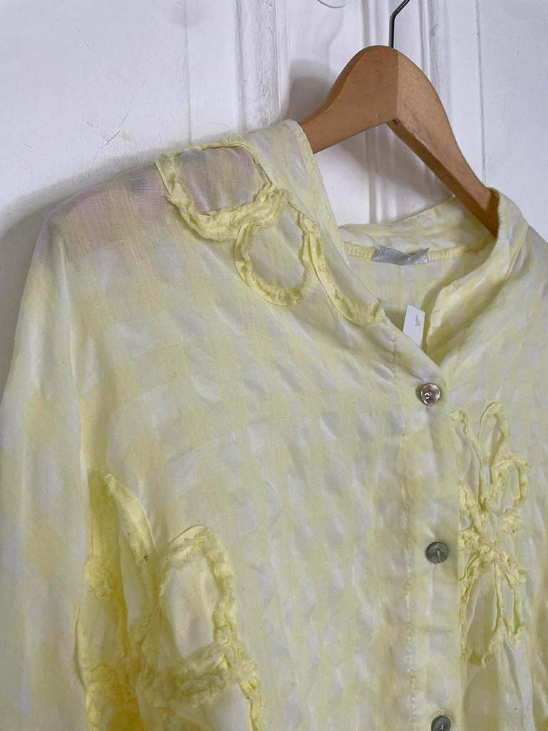 Gingham Floral Shirt - Lemon