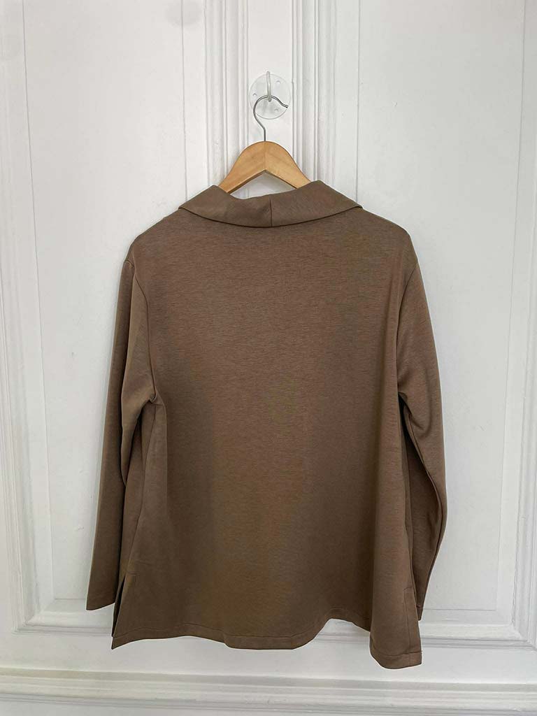 Malissa J Jersey Split Side Blazer - Coffee