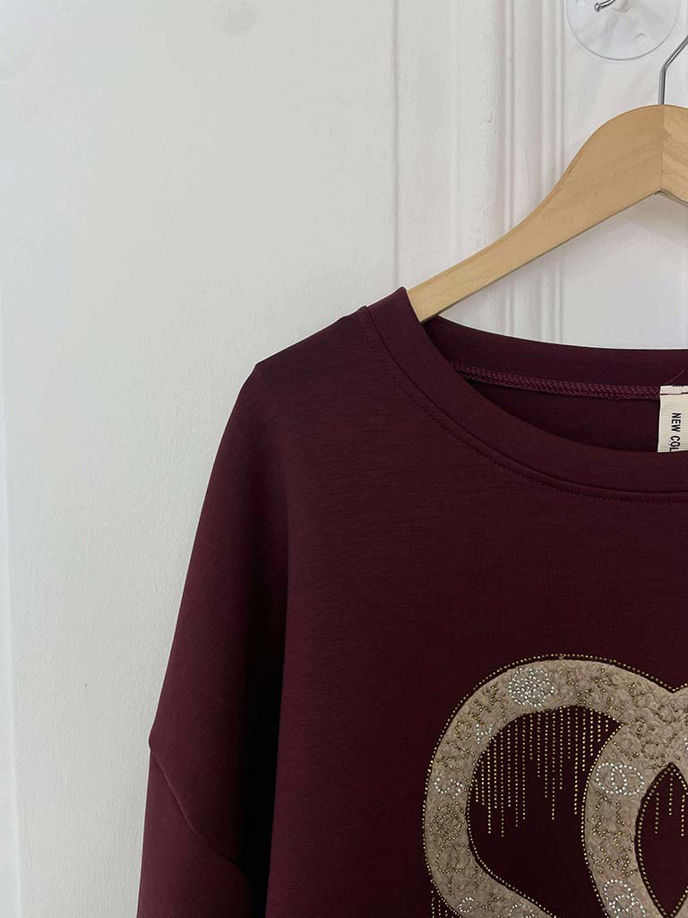 Link Embellished Sweatshirt - Burgundy