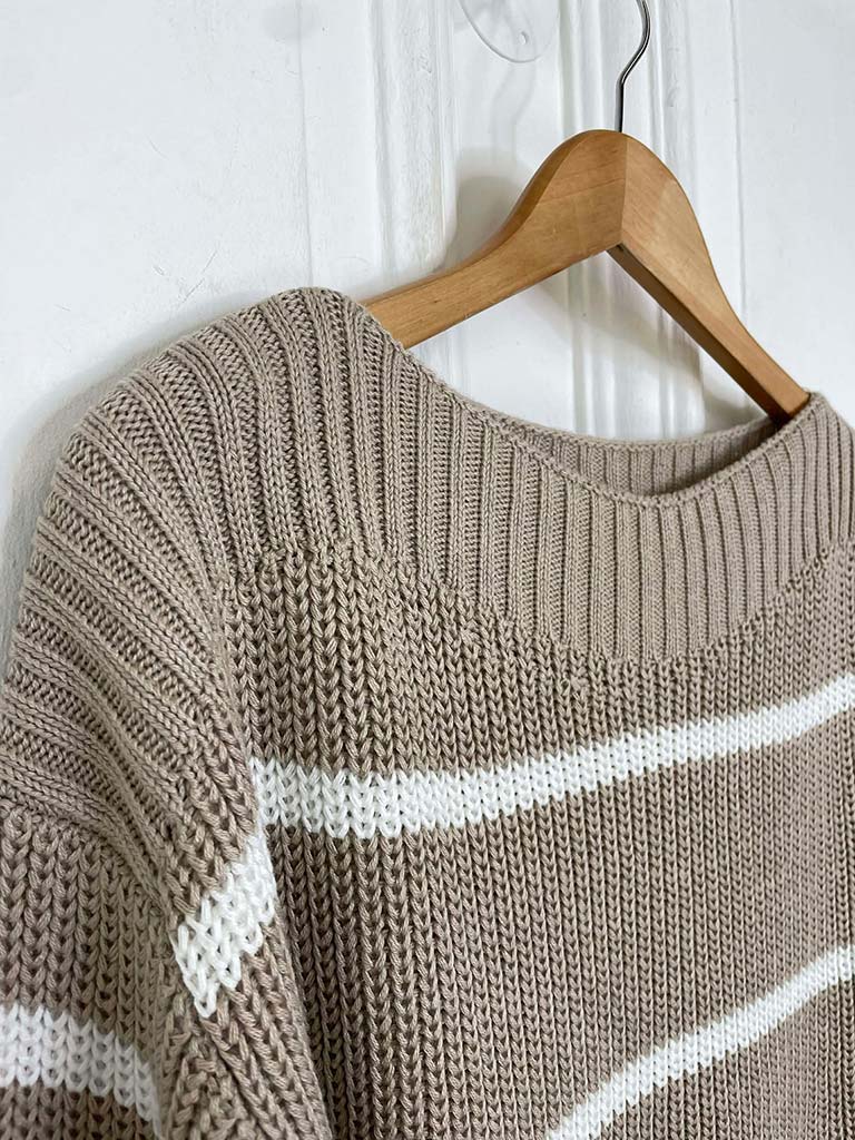 Boat Neck Stripe Knit - Hessian