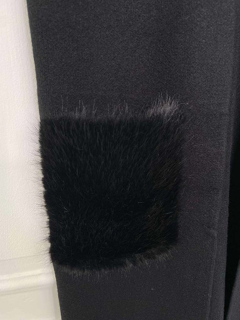 Faux Fur Pocket Knit Waistcoat - Black