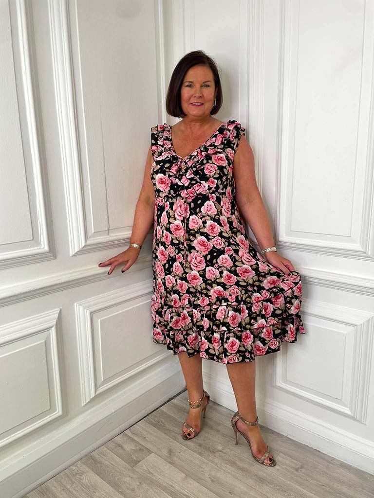 Malissa J Roses Frill Dress - Black