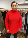 Malissa J High Neck Ribbed Knit - Blood Orange