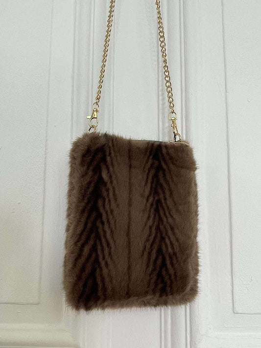 Malissa J Faux Fur Cross Body Bag - Feather