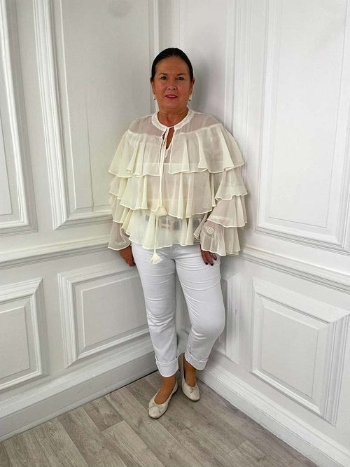 Layered Frill Blouse - Vanilla