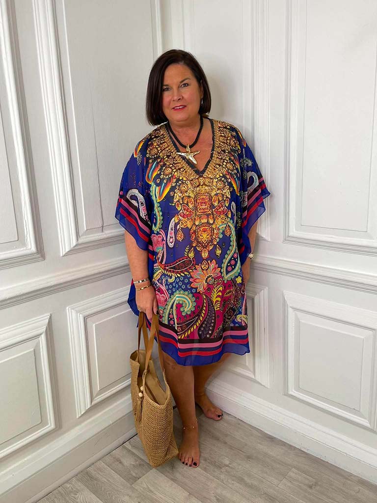 Ornate Kaftan Dress - Royal Blue