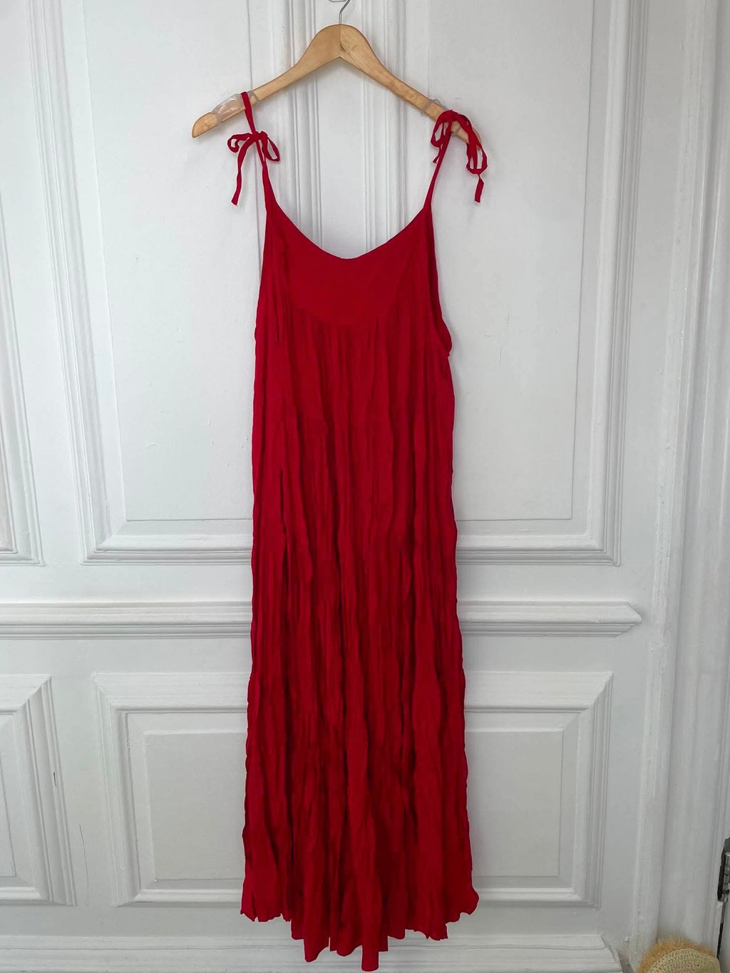 Boho Tie Maxi Dress - Cherry