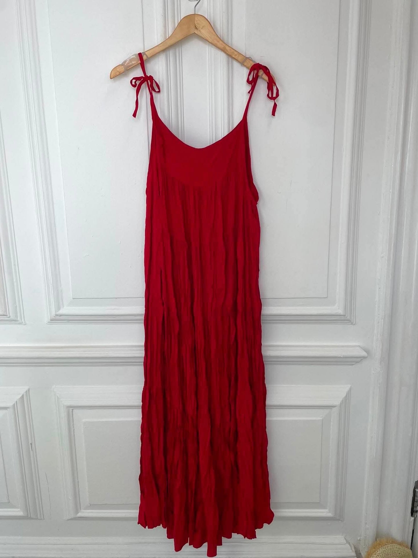 Boho Tie Maxi Dress - Cherry