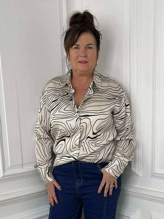 Swirl Silk Feel Shirt - Ivory