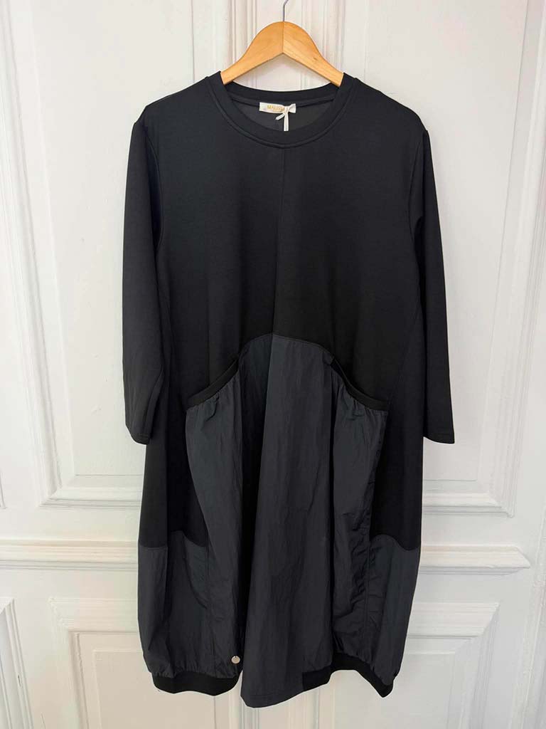 Malissa J Curved Waist Pocket Dress - Black