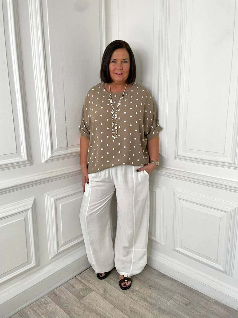 Dotty Oversized Top - Mocha