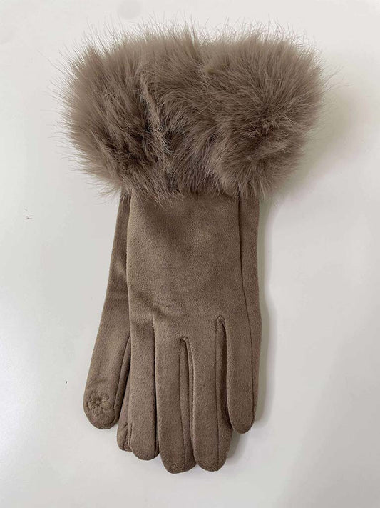 Malissa J Faux Suede Gloves - Mocha