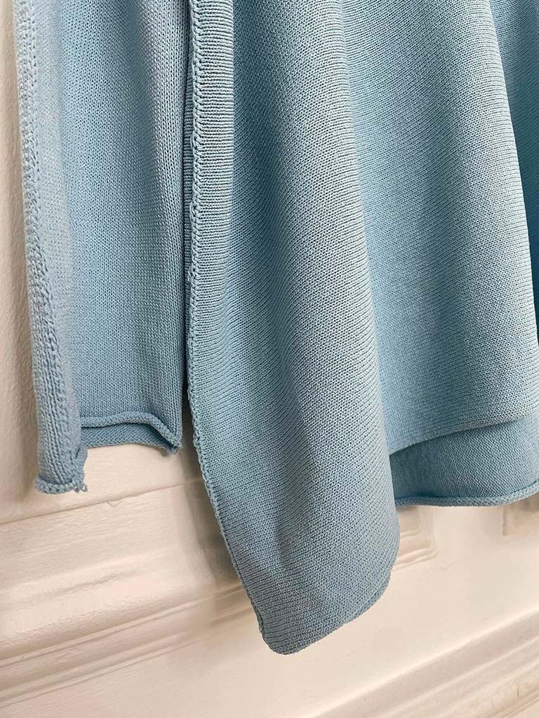 V-Neck Raw Edge Knit - Sky