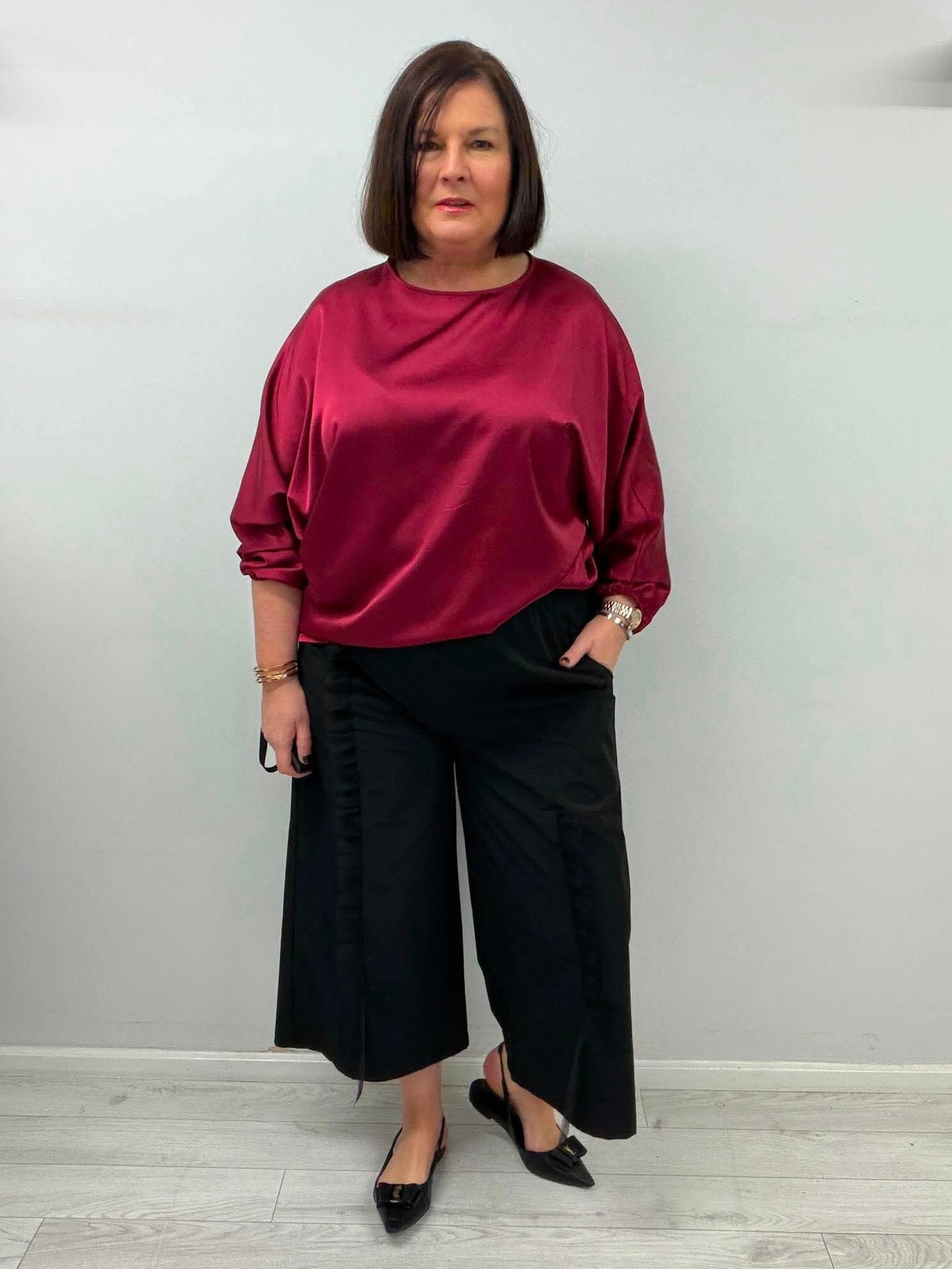 Silk Feel Batwing Top - Merlot
