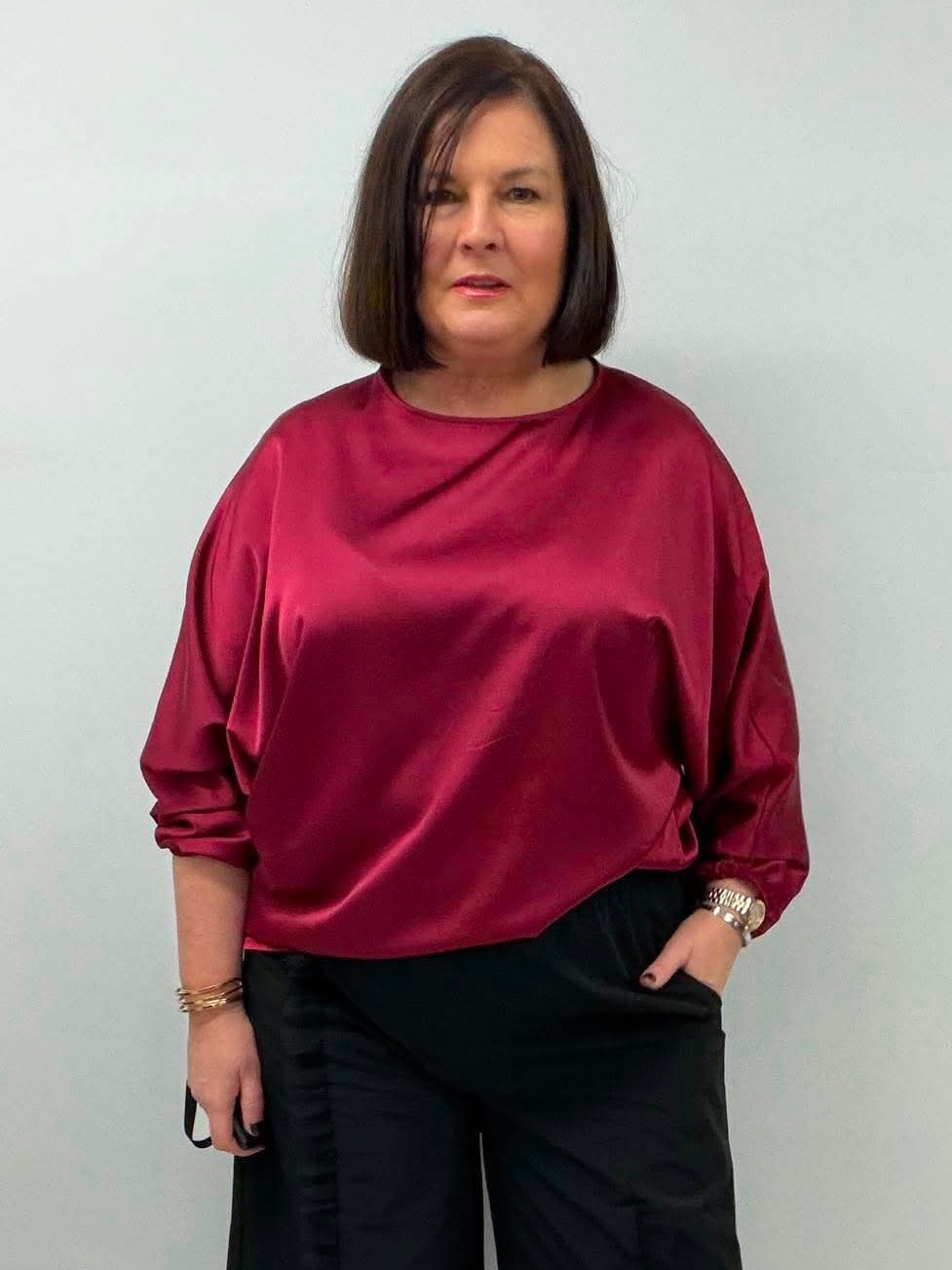 Silk Feel Batwing Top - Merlot