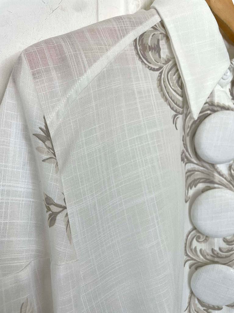 Paisley Floral Shirt - Warm White & Taupe