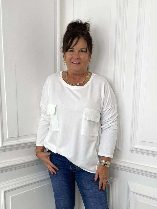 Jersey Pocket Top - Warm White