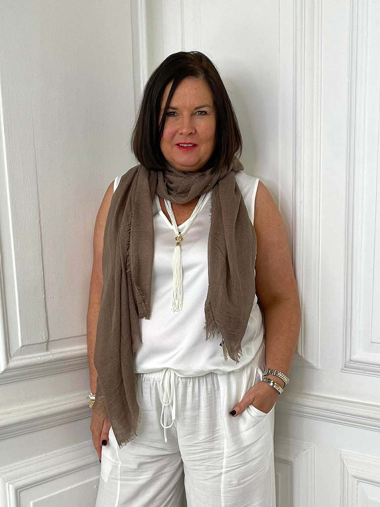 Malissa J Fine Raw Edge Scarf - Coffee