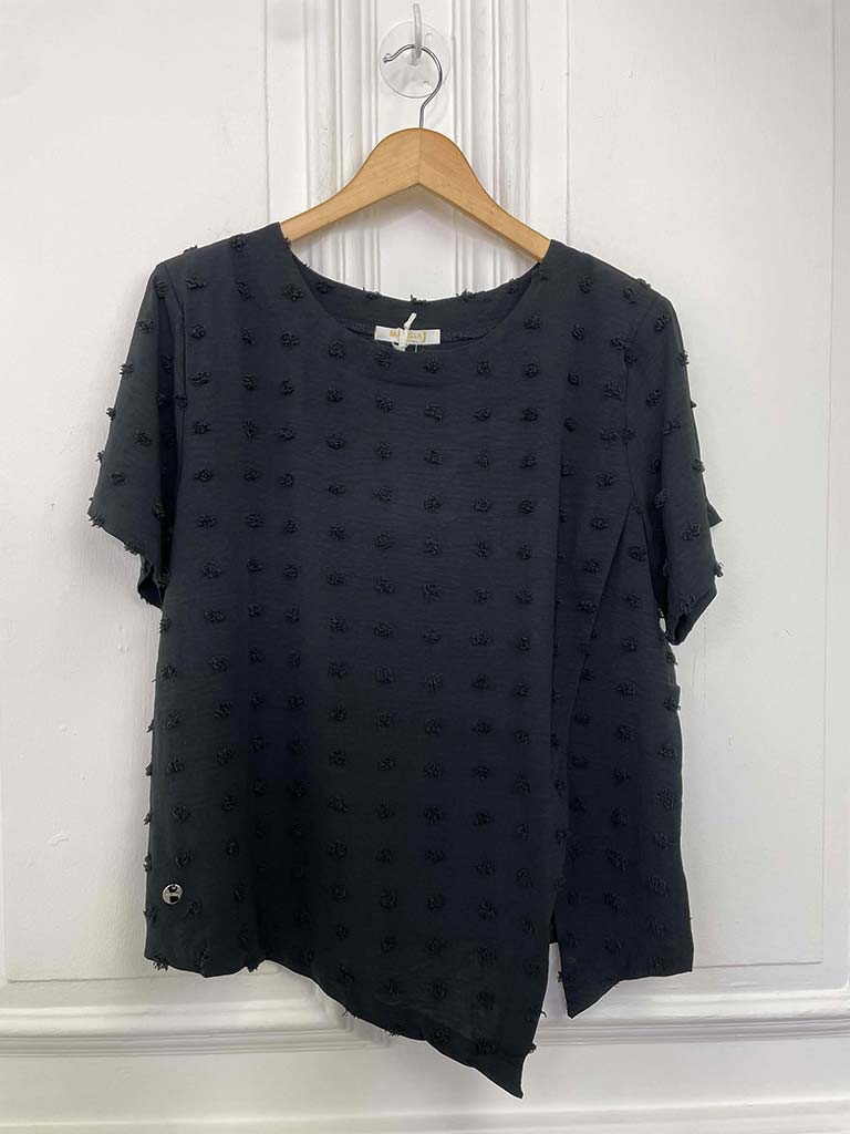 Malissa J Dobby Dot Top - Black