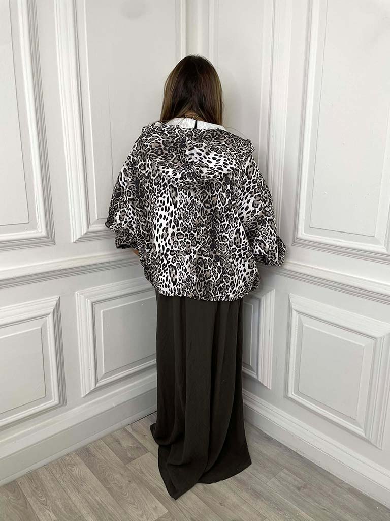 Malissa J Hooded Zip Leopard Jacket