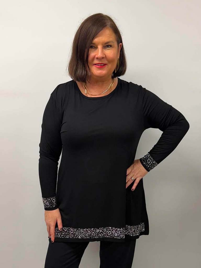 Malissa J Studded Swing Top - Black