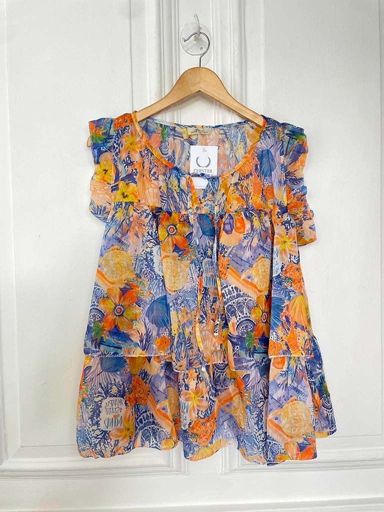 Summertime Blooms Layered Top - Blue