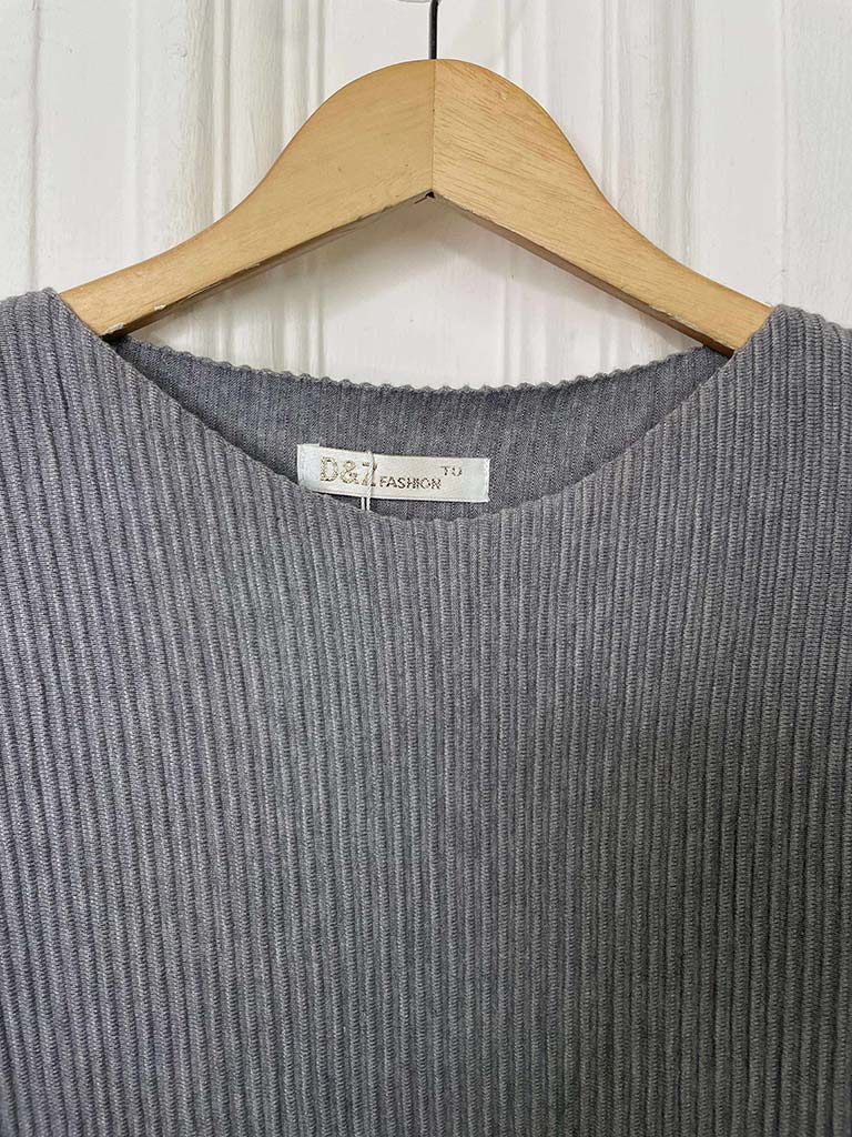 Relaxed Ribbed Knit - Silver Grey