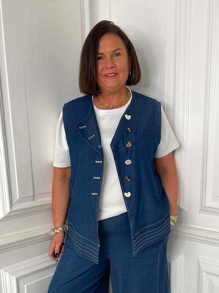 Malissa J Asymmetric Denim Waistcoat