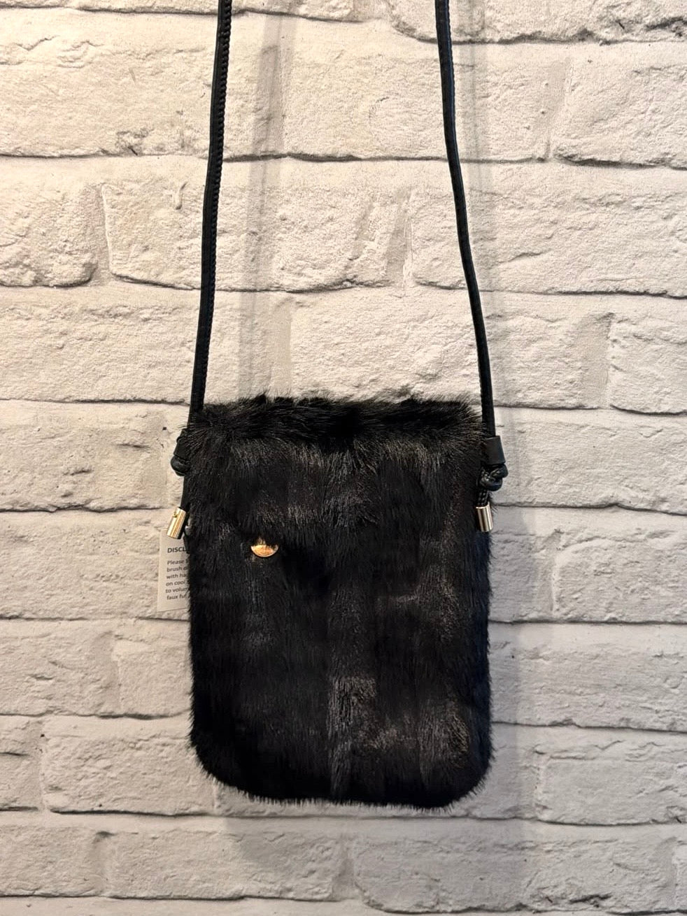 Malissa J Faux Fur Cross Body Bag - Black