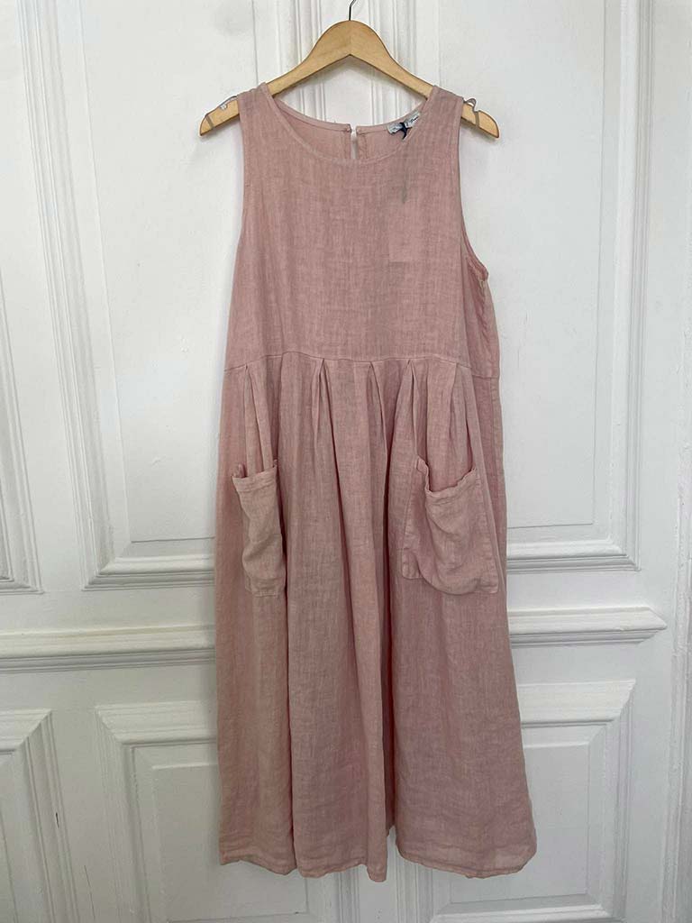 Linen Sleeveless Pocket Dress - Petal