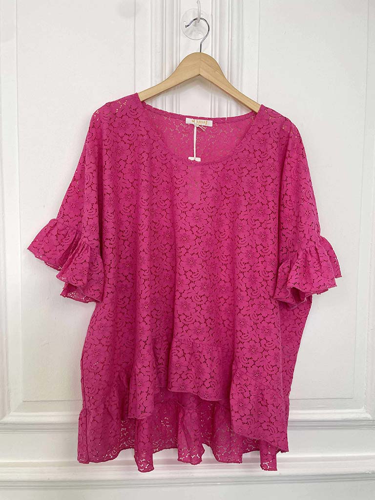 Malissa J Lace Top - Hot Pink